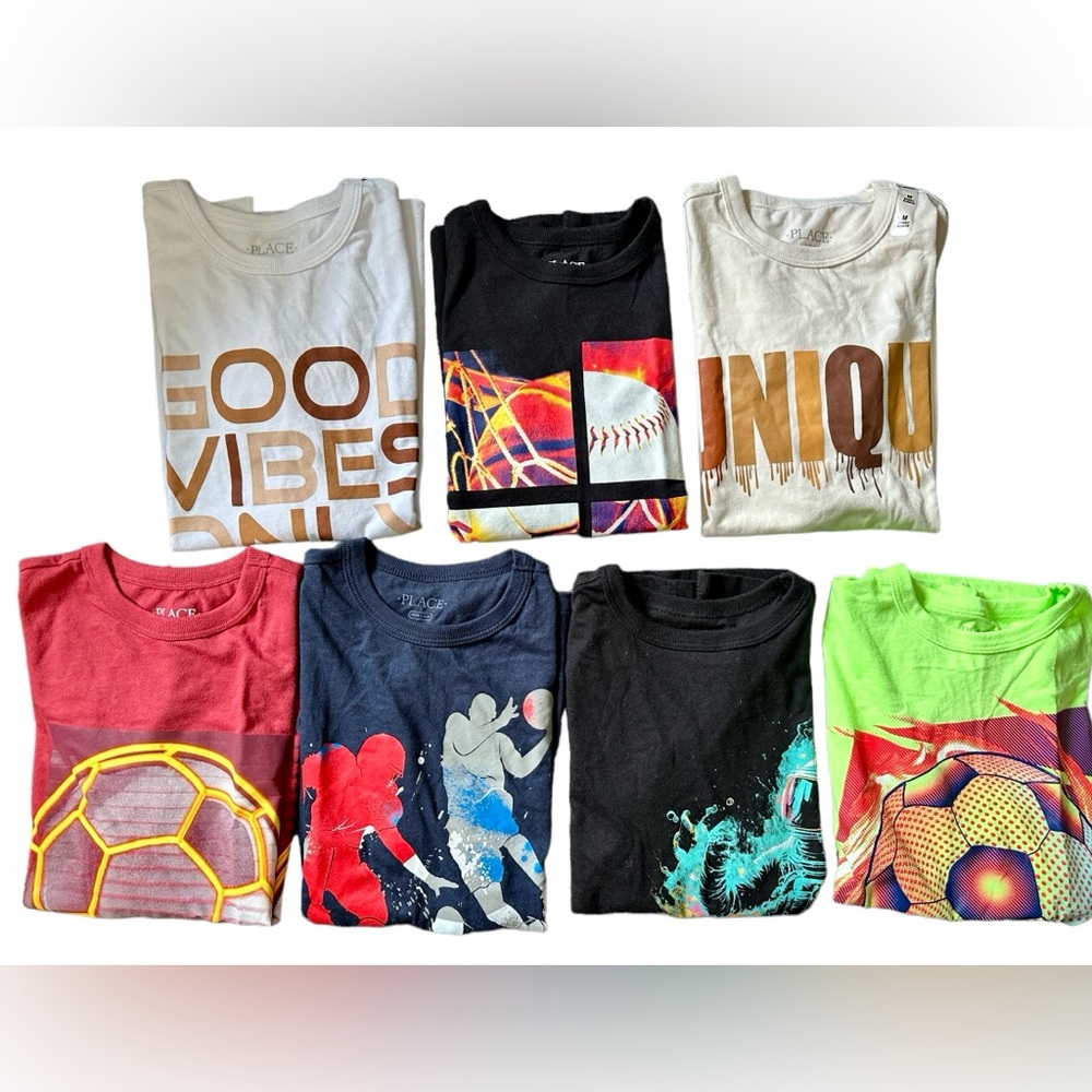 Lot of 7 Children’s Place Graphic T-Shirts. Size 7-8 New